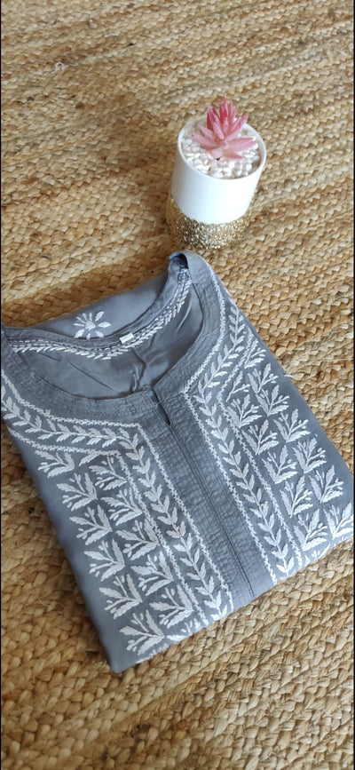 Grey modal Chikankari Kurta