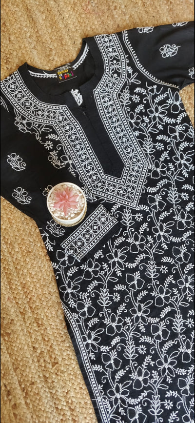 Black Cotton Chikankari Kurta