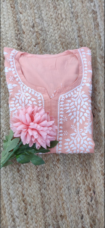 Peach modal Chikankari Kurta