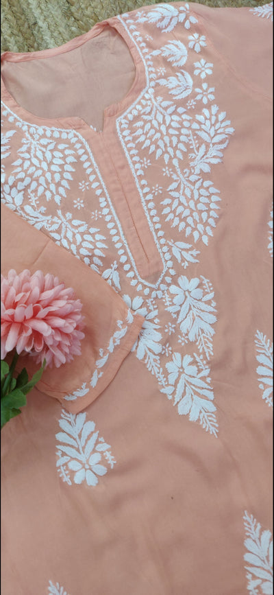 Peach modal Chikankari Kurta