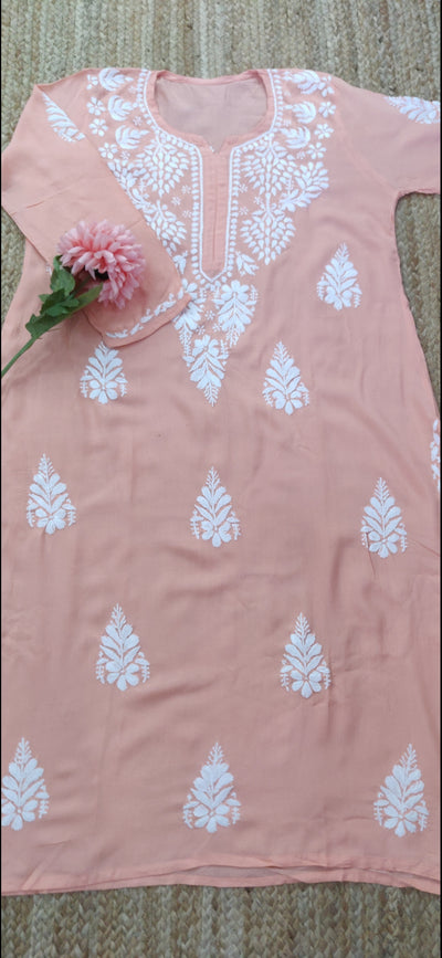 Peach modal Chikankari Kurta