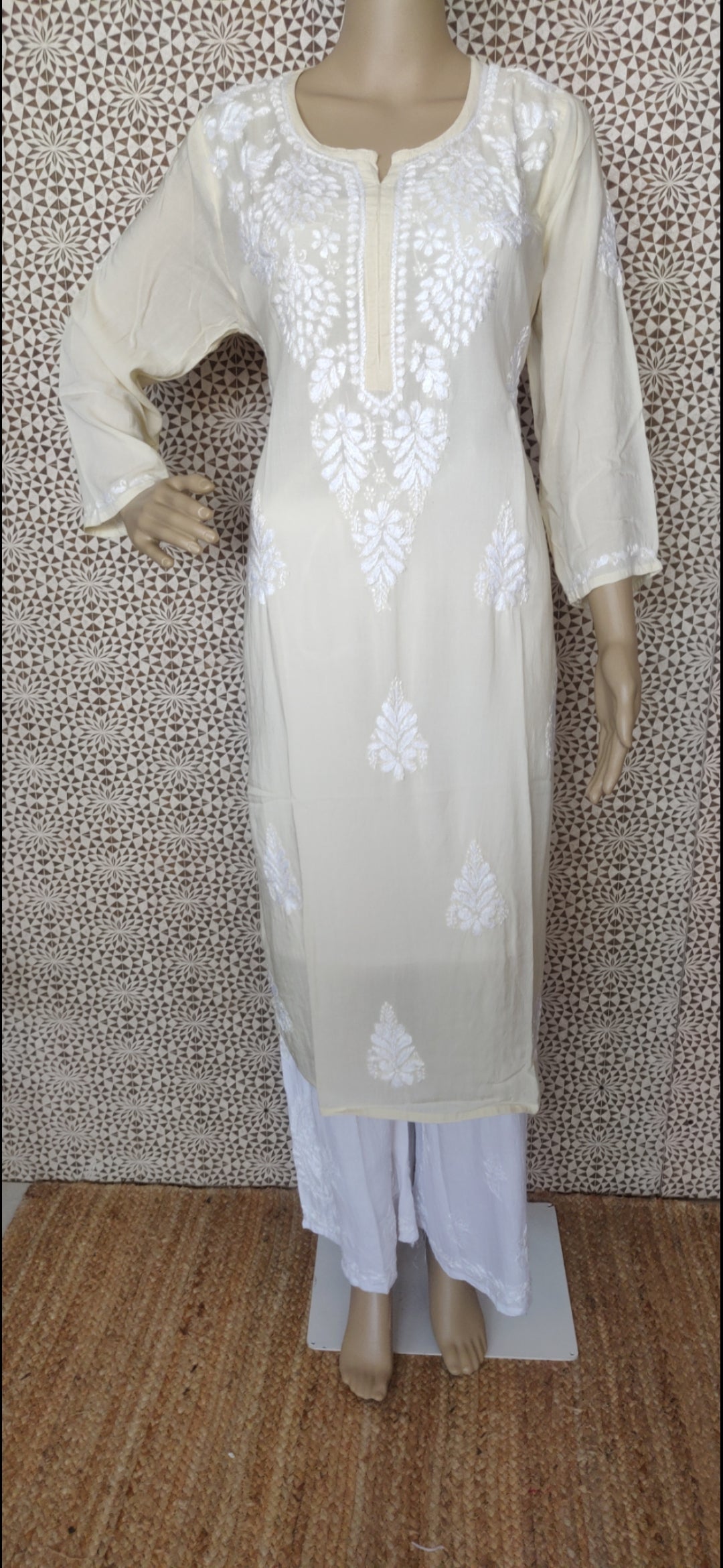 Beige modal Chikankari Kurta