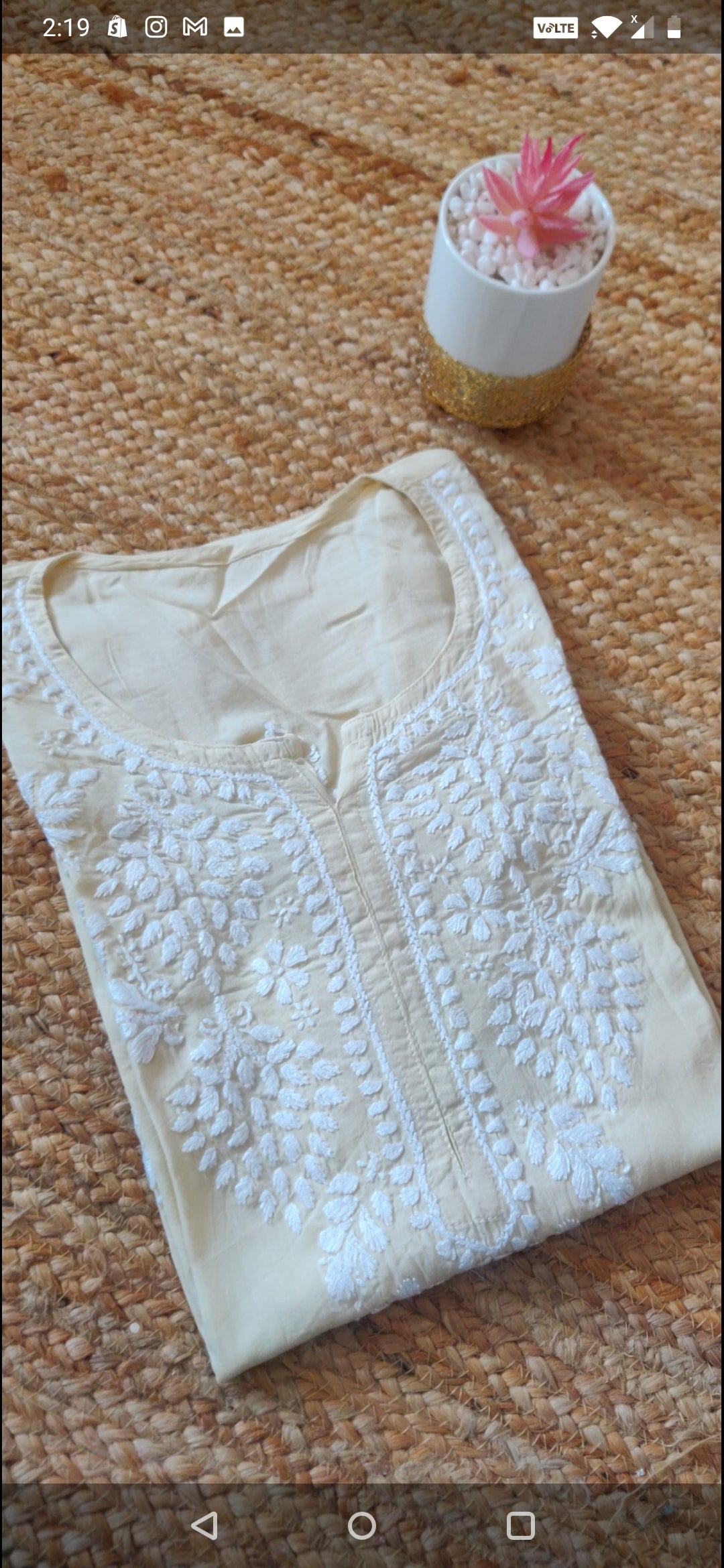 Beige modal Chikankari Kurta