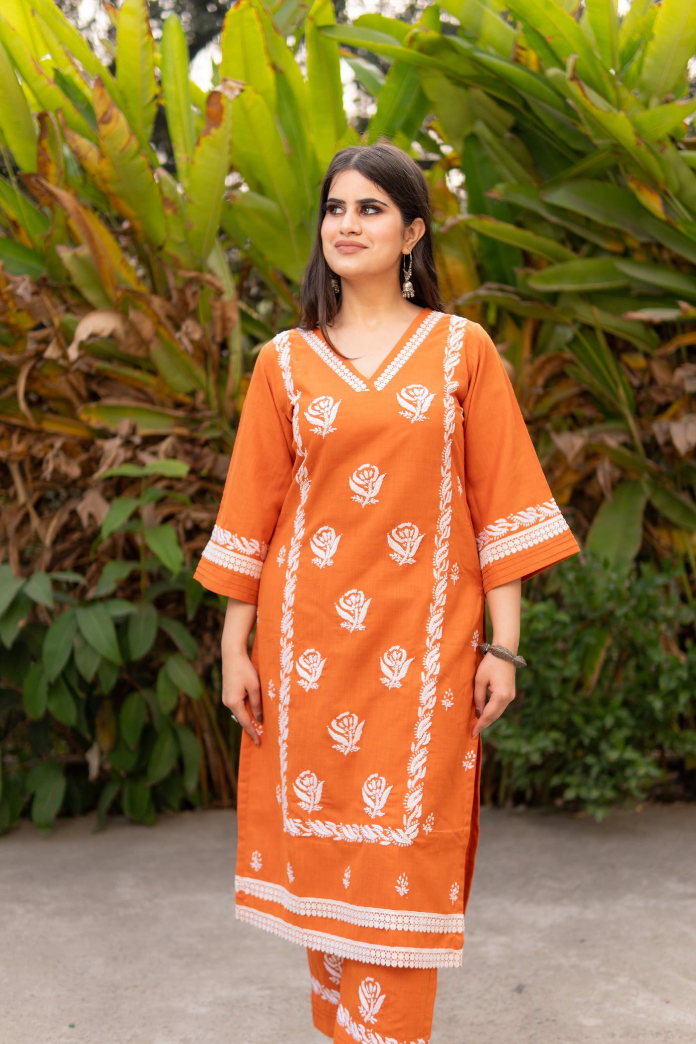 Orange Chikankari Co-Ord Set