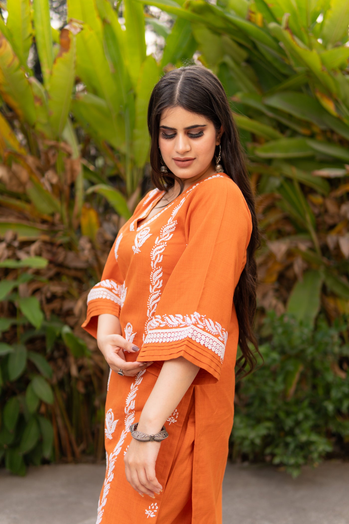 Orange Chikankari Co-Ord Set