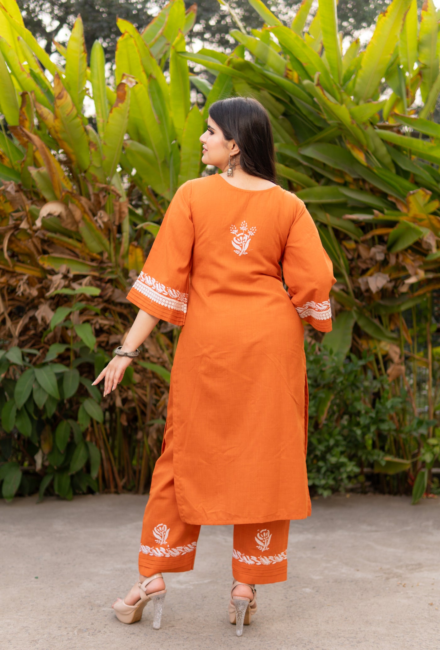 Orange Chikankari Co-Ord Set