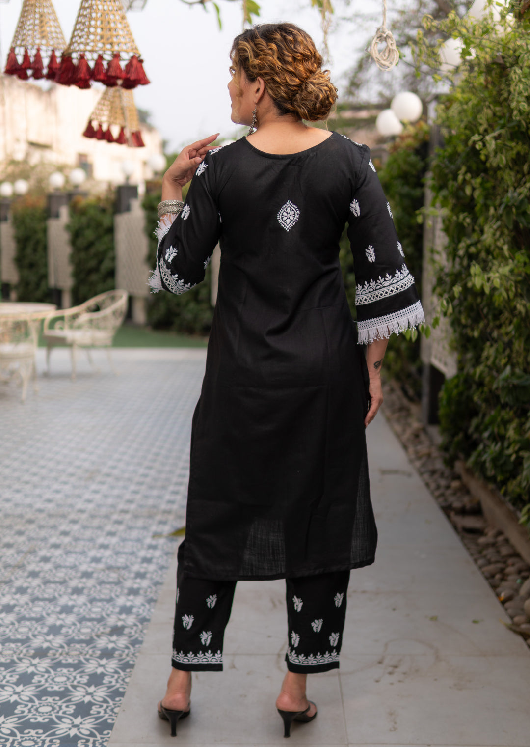 Linen Cottton Black Chikankari Co-Ord Set