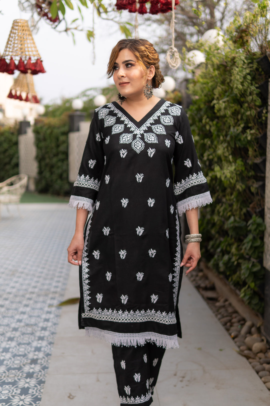 Linen Cottton Black Chikankari Co-Ord Set