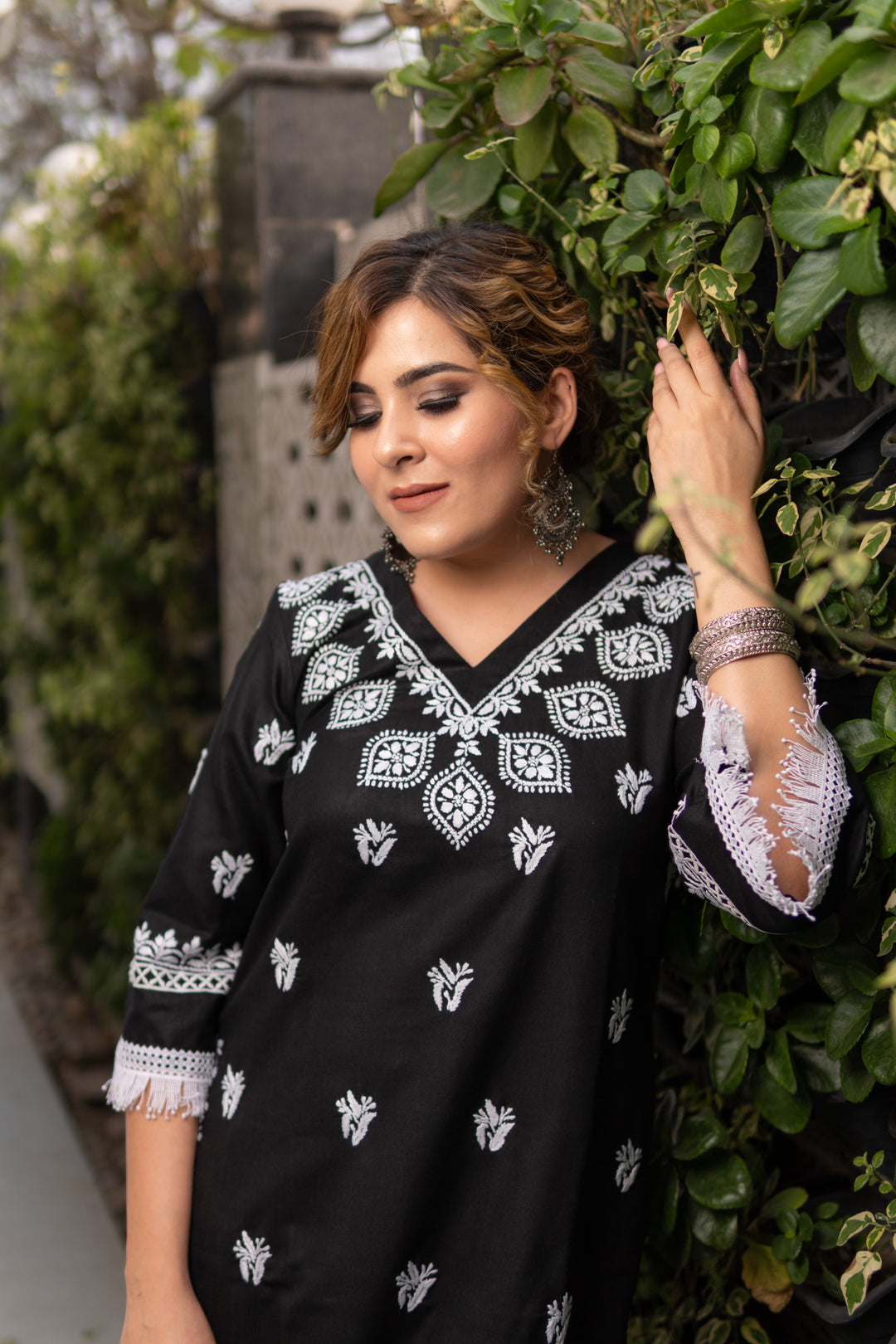 Linen Cottton Black Chikankari Co-Ord Set