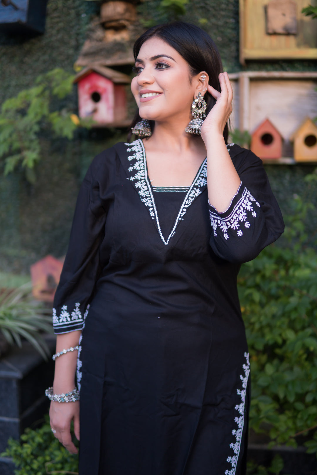 Black Rayon Chikankari Kurta -Custom Made