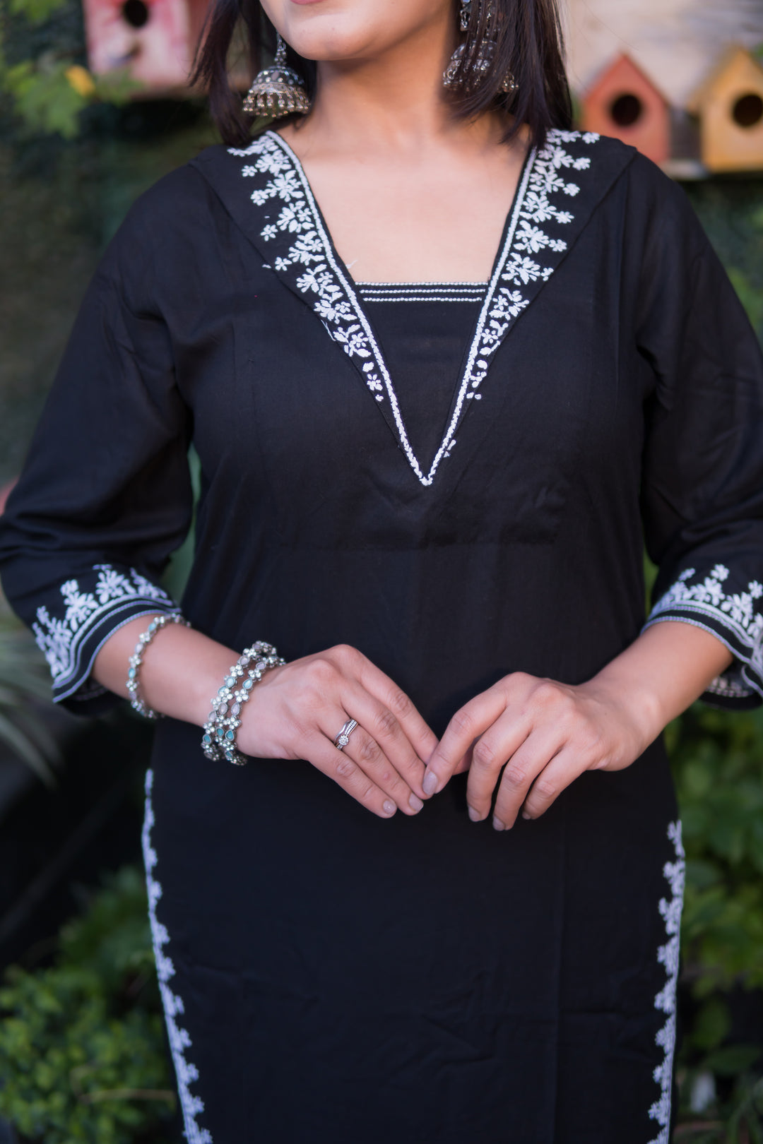 Black Rayon Chikankari Kurta -Custom Made