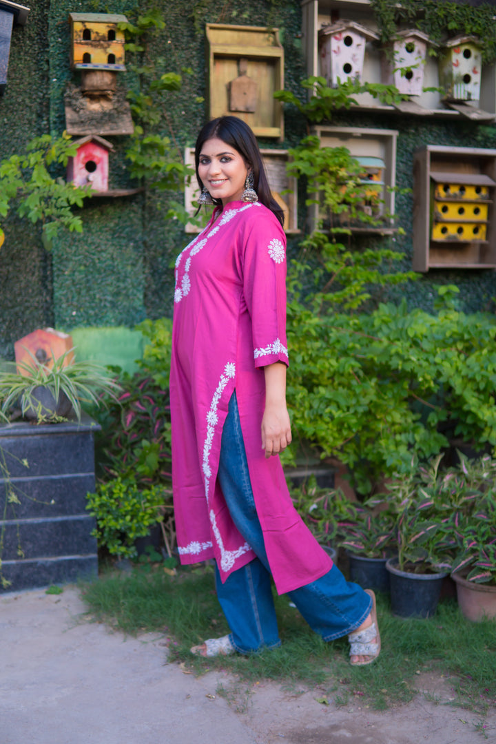 Mouve Rayon Chikankari Kurta