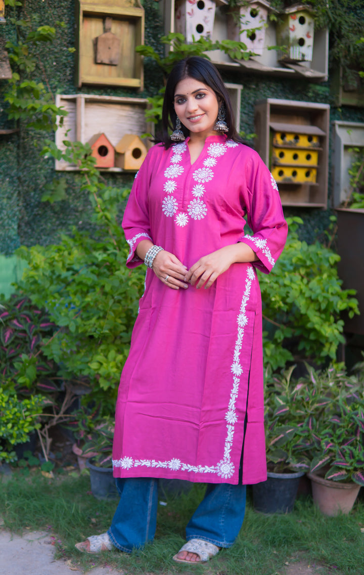 Mouve Rayon Chikankari Kurta