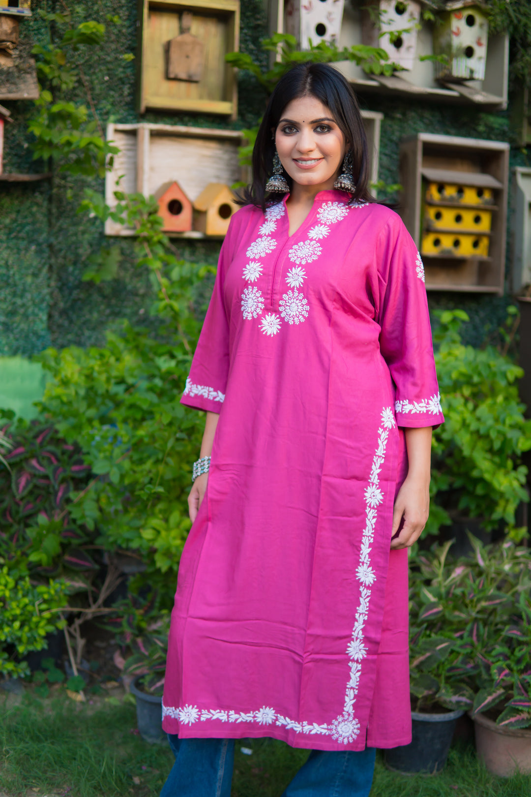 Mouve Rayon Chikankari Kurta