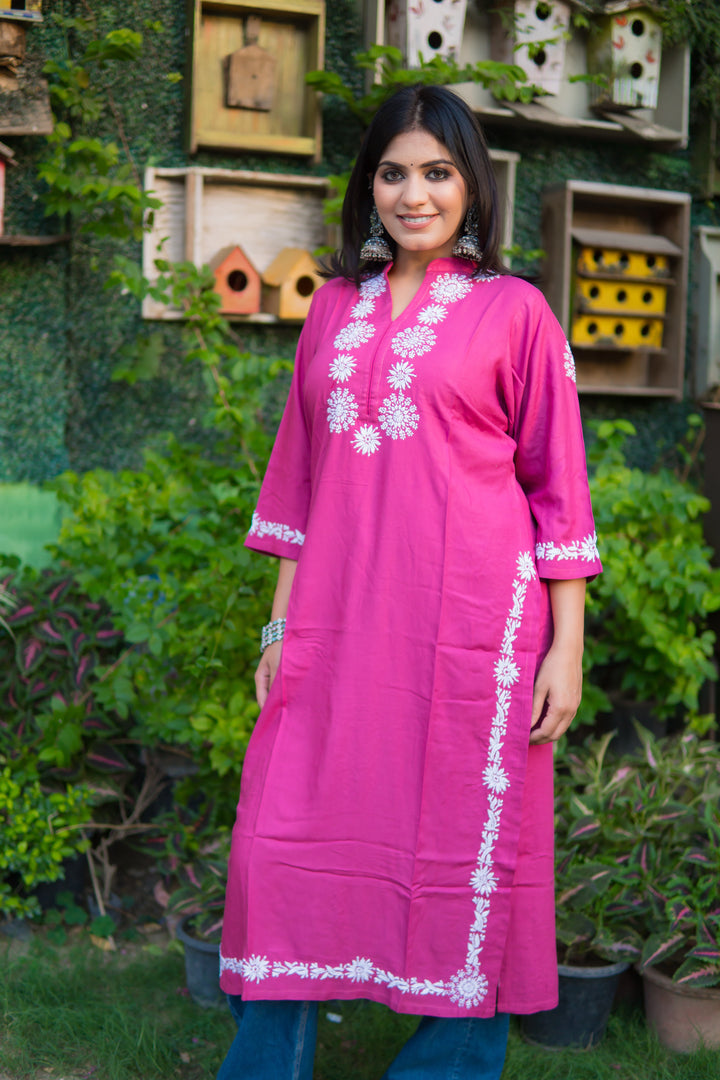 Mouve Rayon Chikankari Kurta
