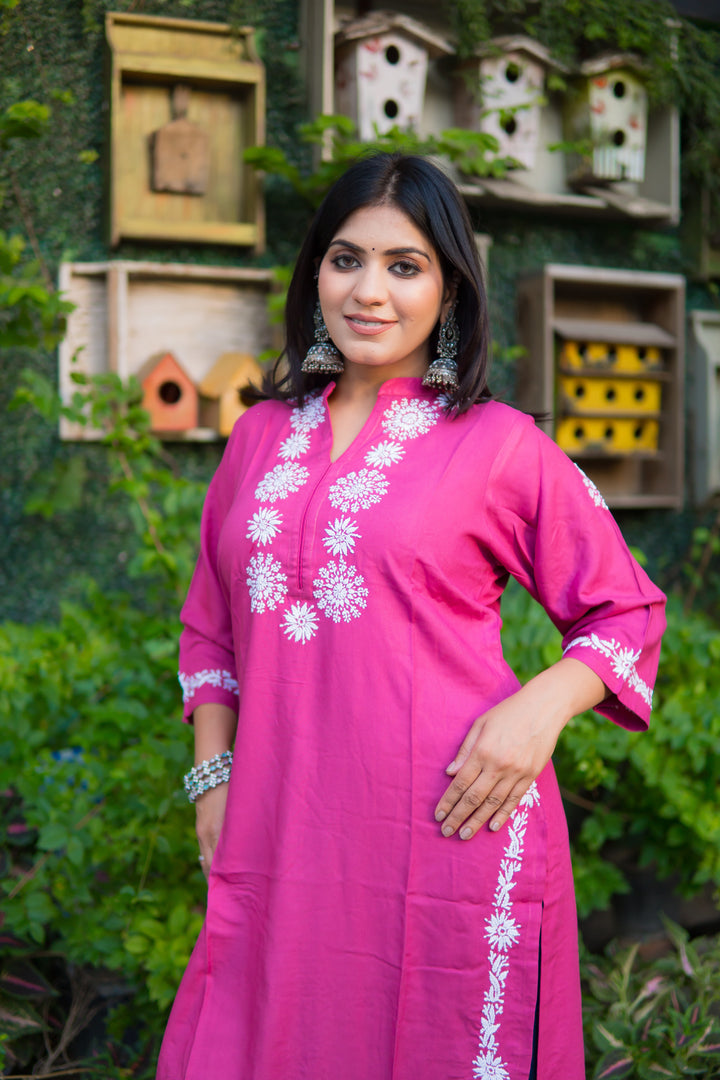 Mouve Rayon Chikankari Kurta