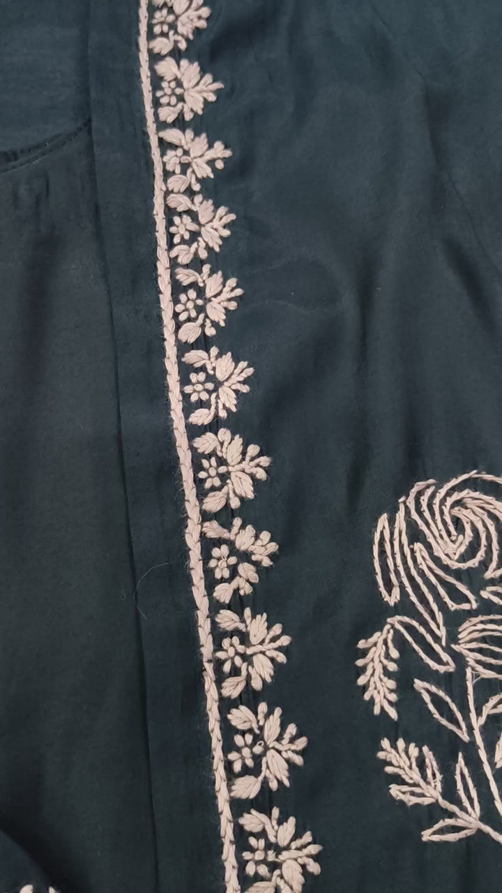 Black Chanderi Chikankari shrug Set -Custom Made