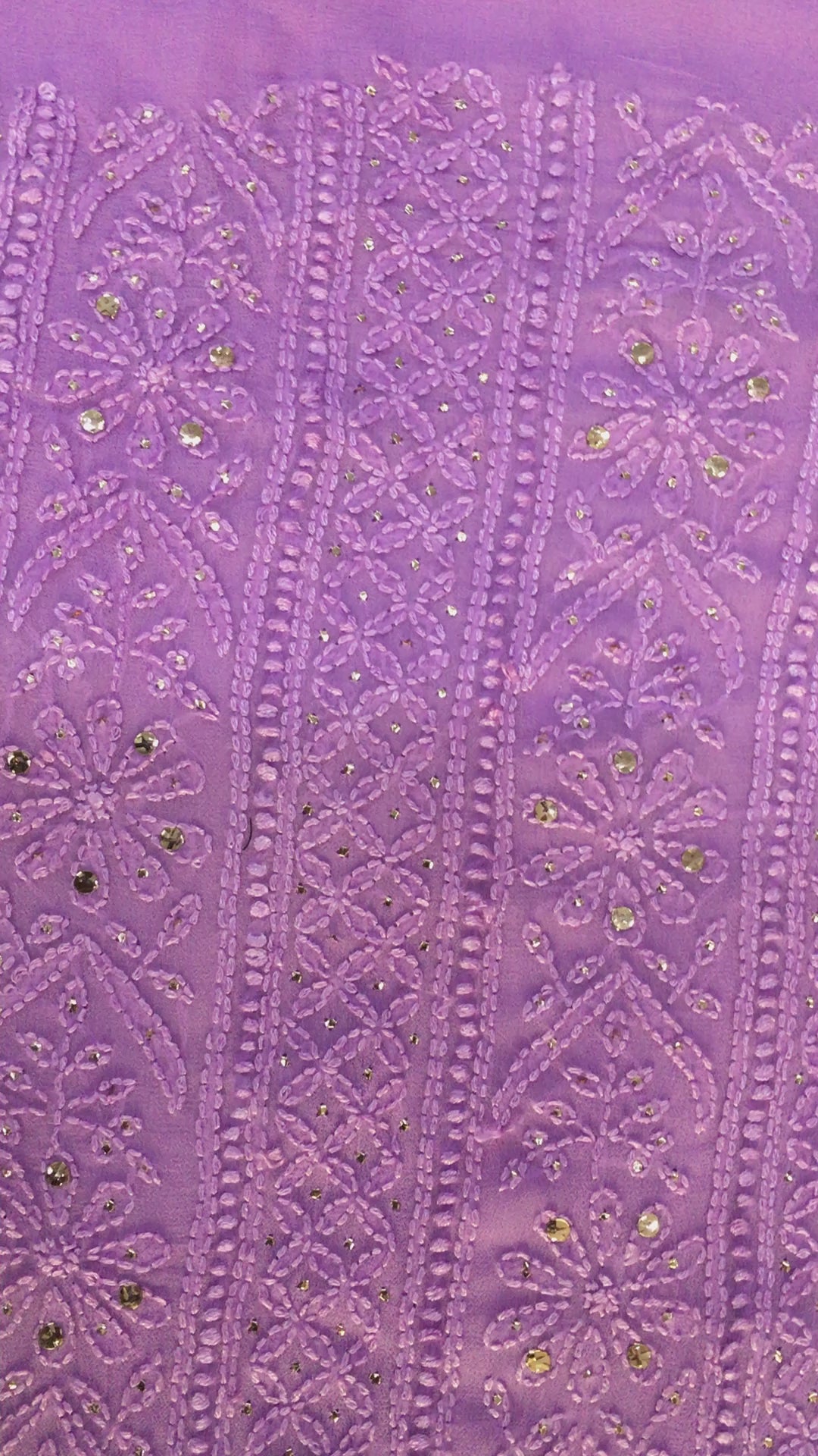 Lavender Pure Georgette Chikankari Kurta Duppata Fabric
