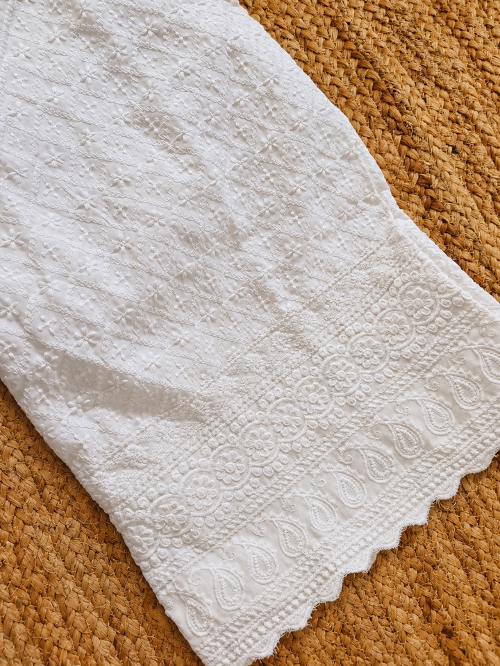White Cotton Chikankari pant