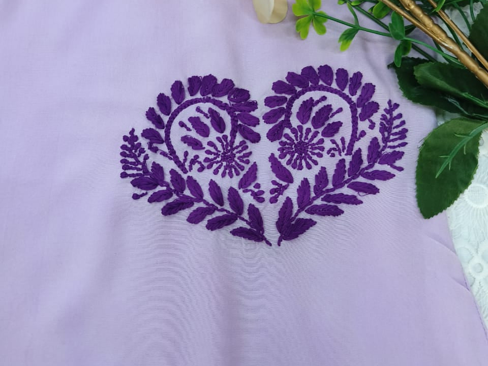 Lavender rayon Chikankari short kurta