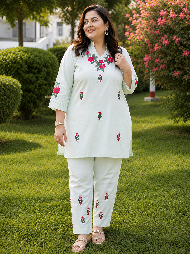 Pista Green Chikankari Co-Ord Set -Custom Made