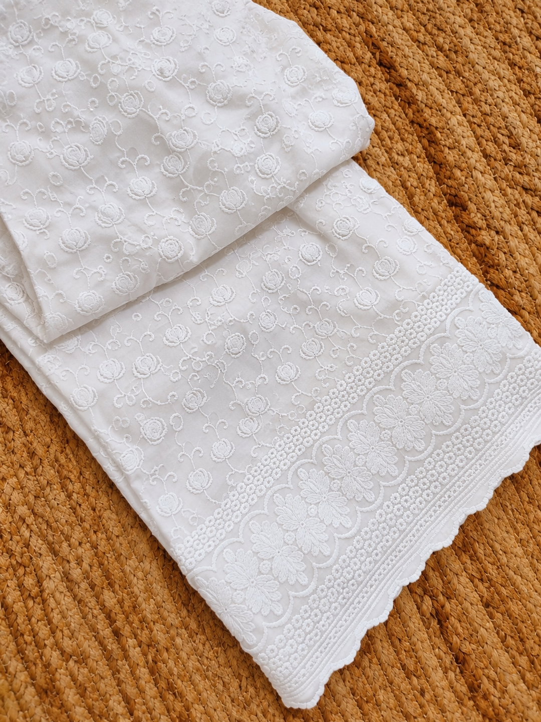 White cotton Chikankari pant