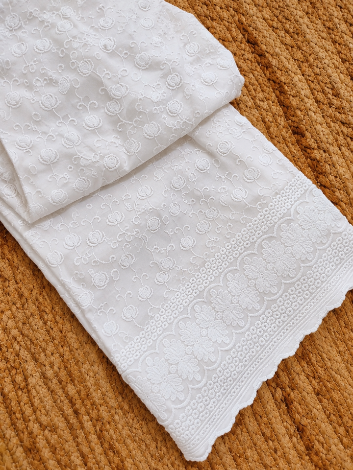 White cotton Chikankari pant