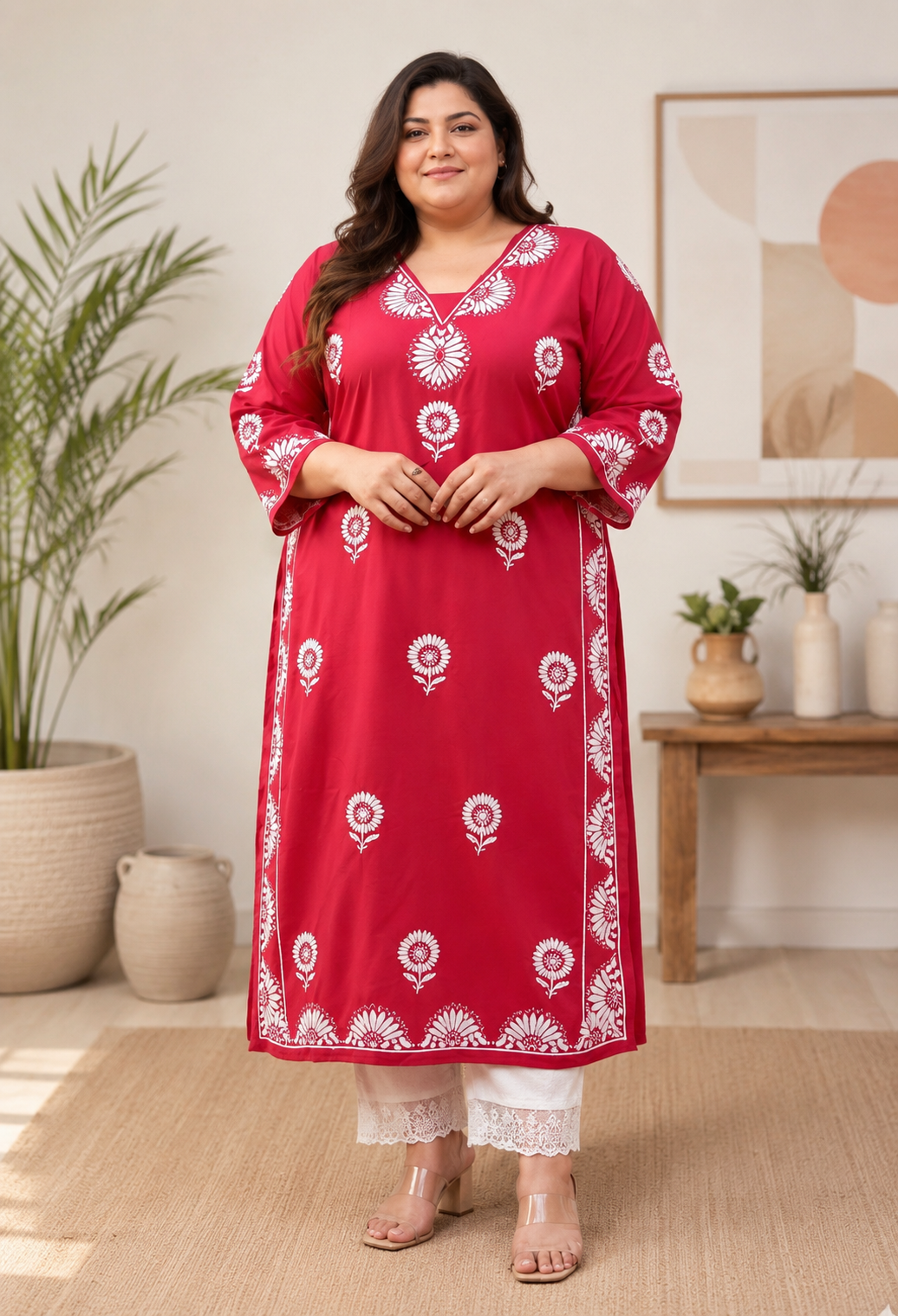 Maroon Modal Chikankari Kurta