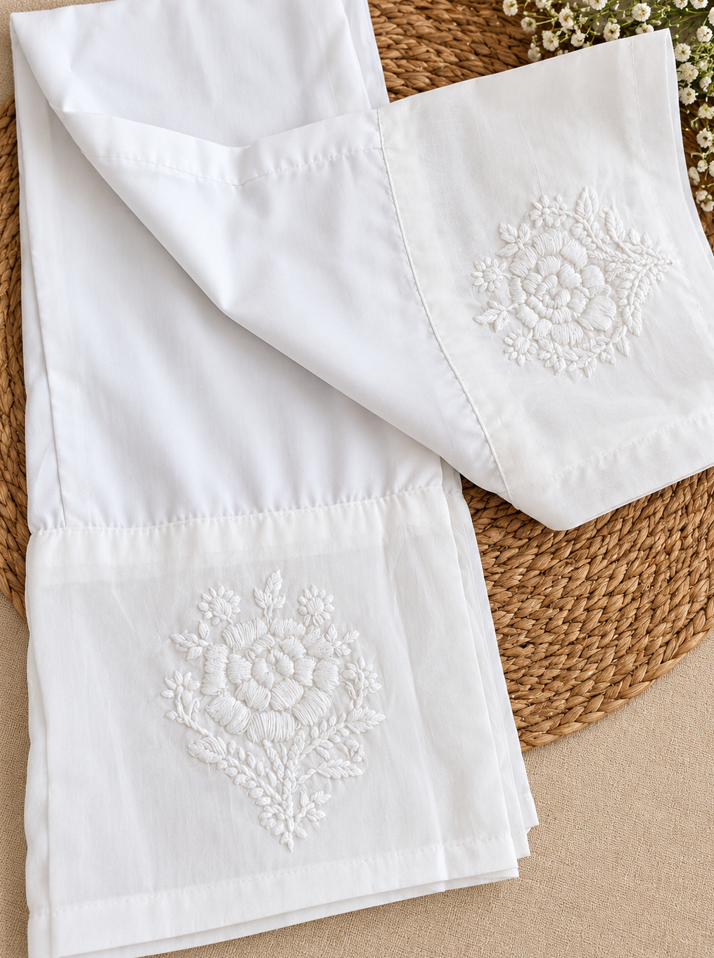 White Glace cotton Chikankari pants
