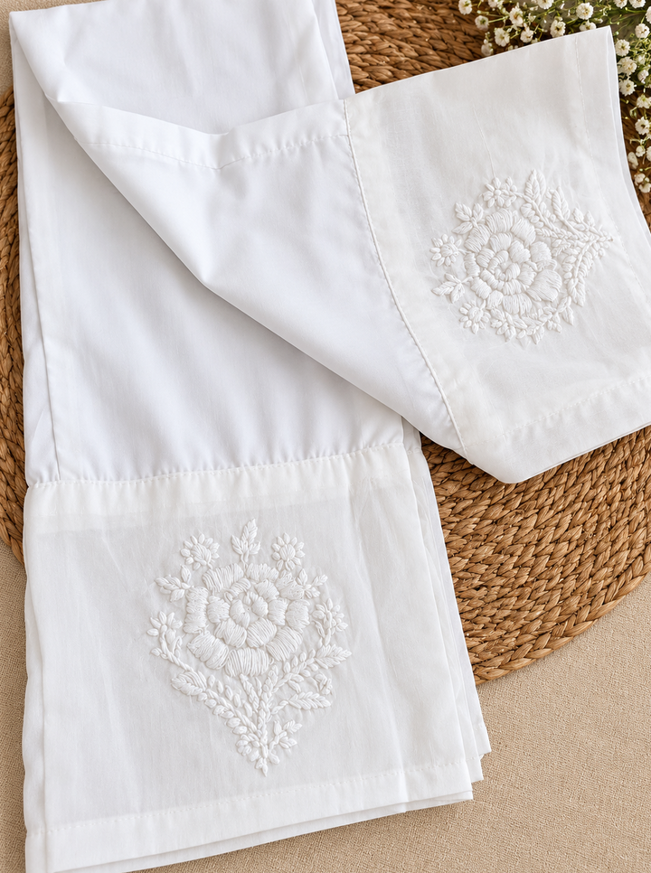 White Glace cotton Chikankari pants