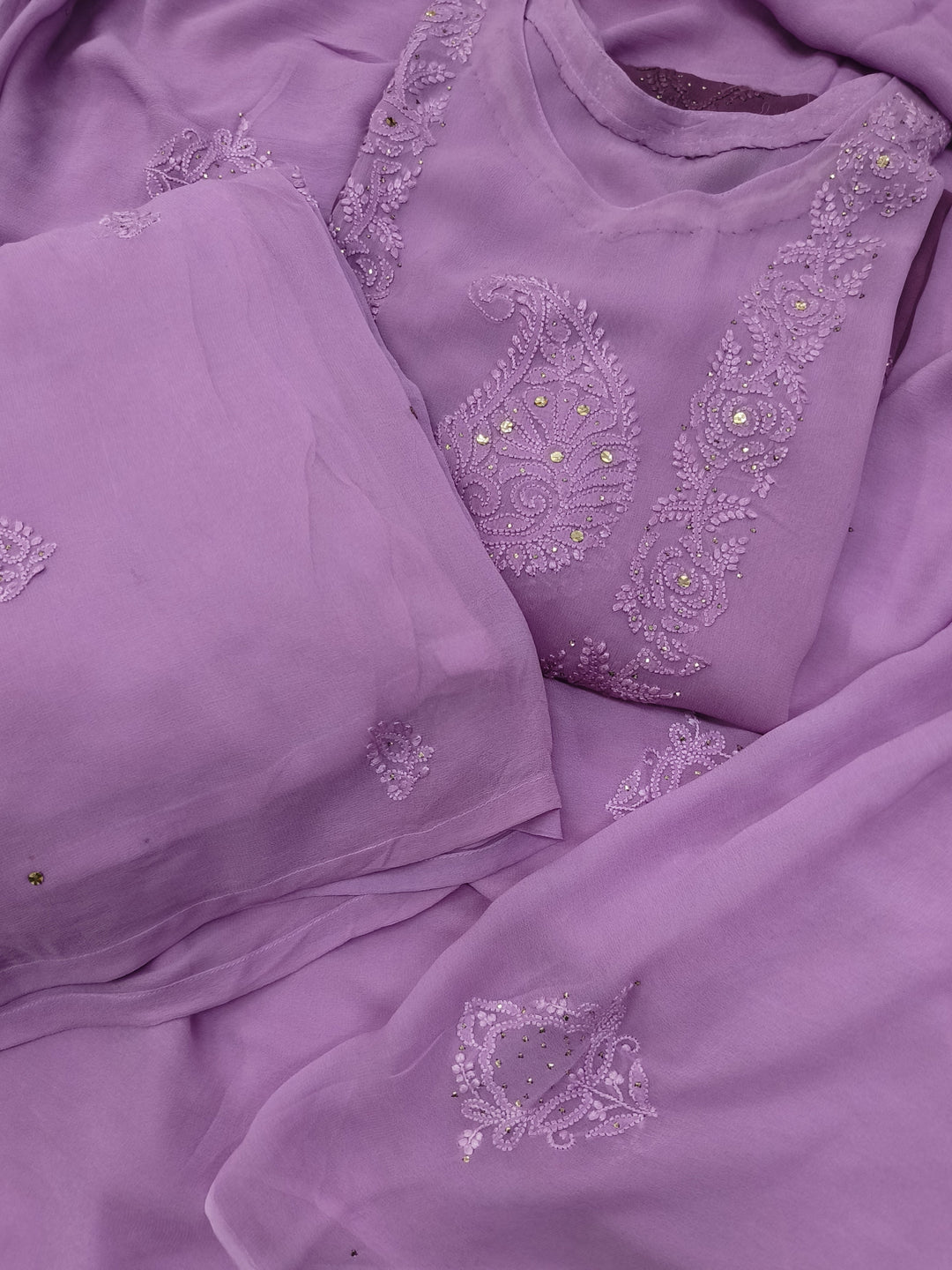 Purple ombre pure Georgette sharara set -Custom Made