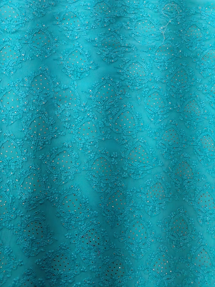 Aqua Blue Georgette Chikankari Kurta Duppata set