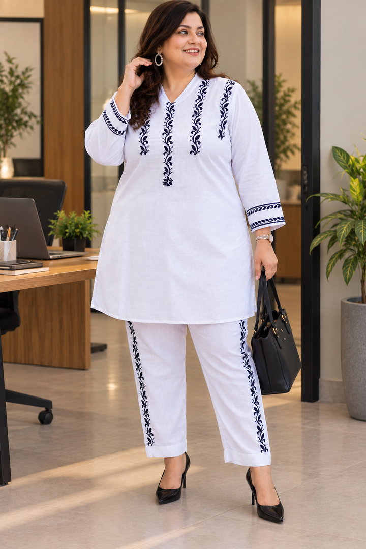 White Chikankari Co-Ord Set