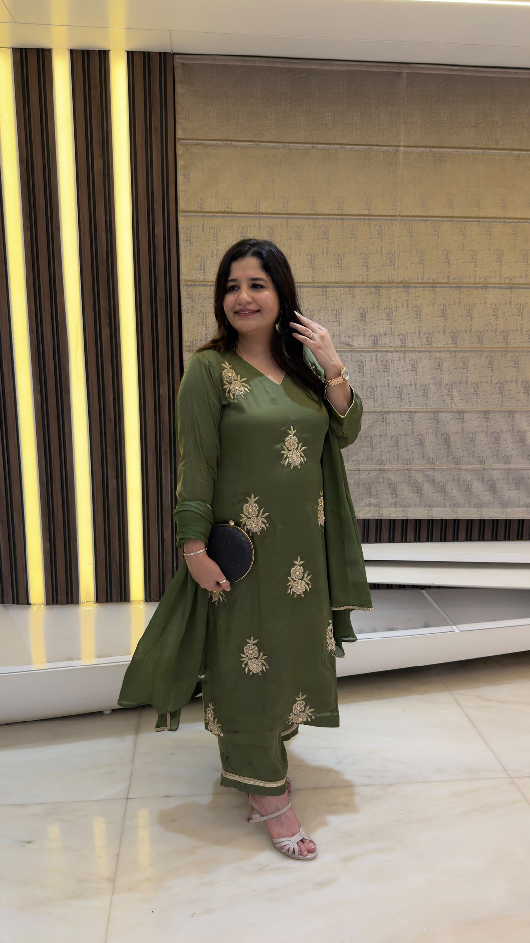 Green Hand Embroidered Suit Set -Custom Made