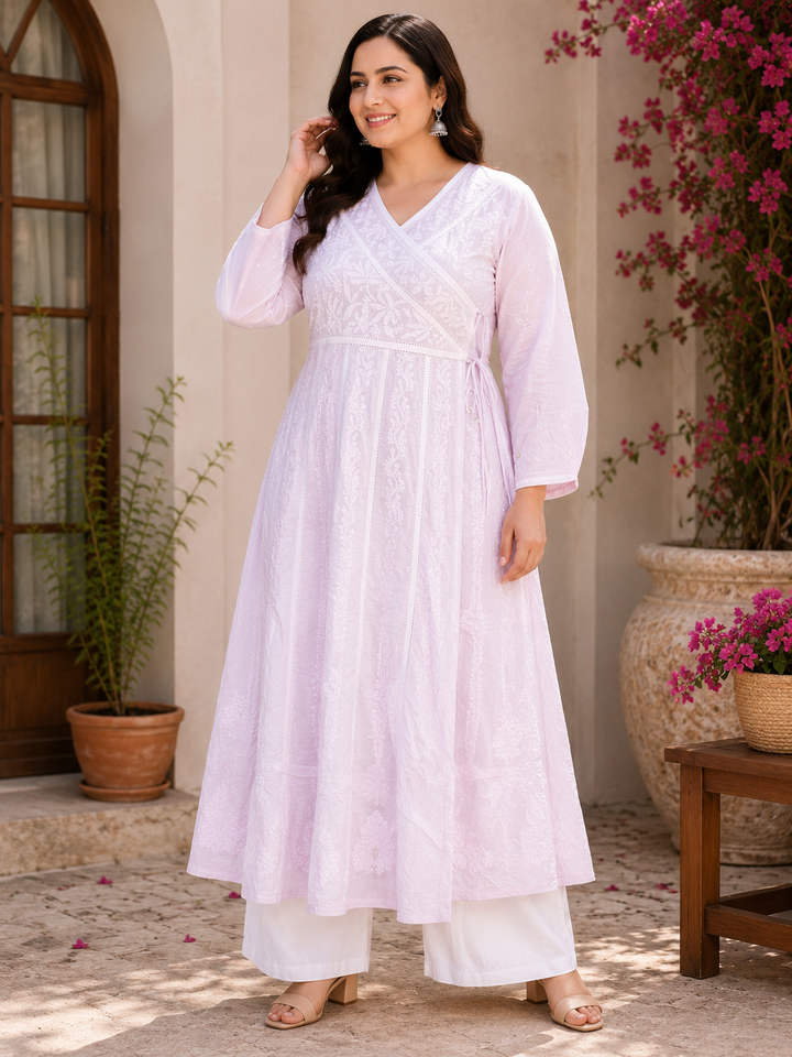 Light Lavender cotton anarkali kurta