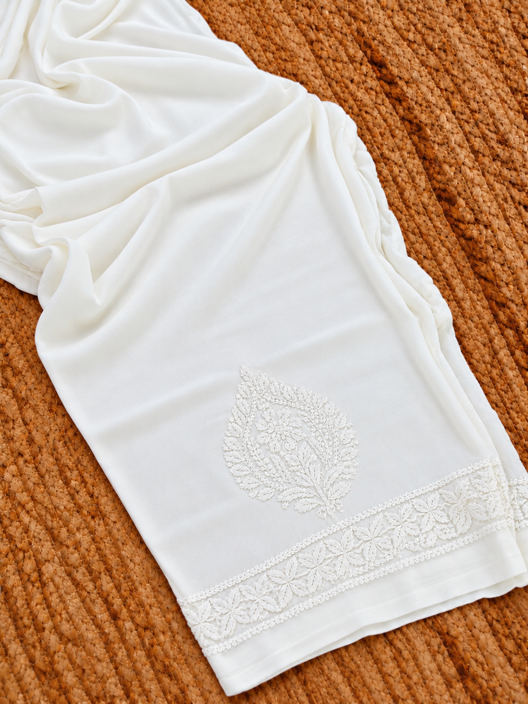White Rayon Chikankari pant