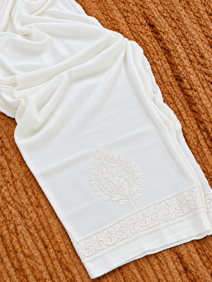 White Rayon Chikankari pant