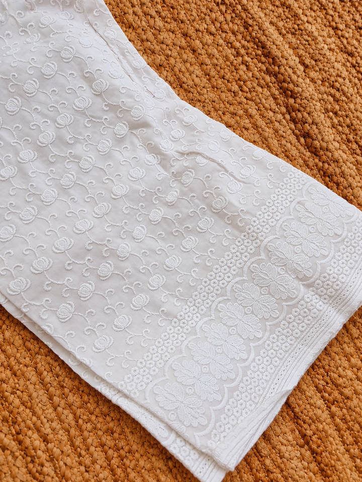 White cotton Chikankari pant