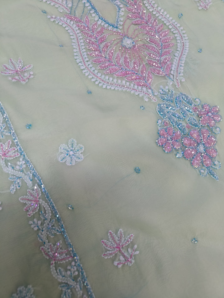 Mint green Chikankari kurta Duppata Fabric