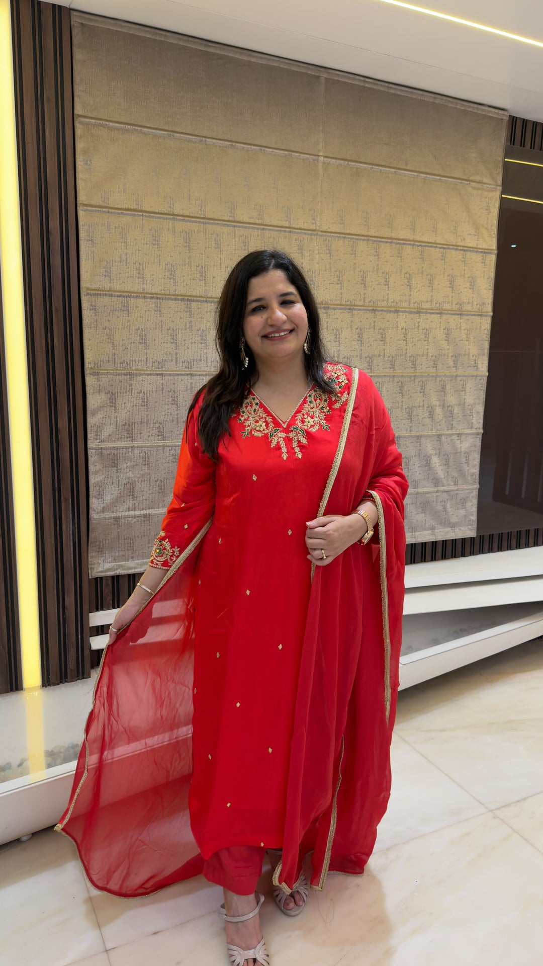 Red Hand Embroidered Suit Set -Custom Made