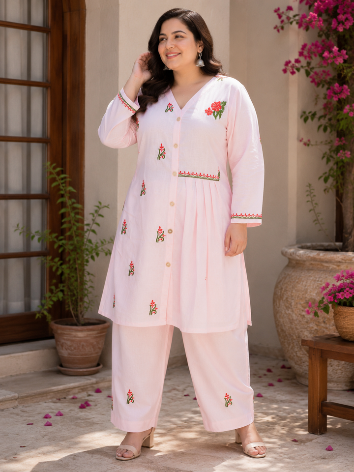Peach linen cotton Co-ord set