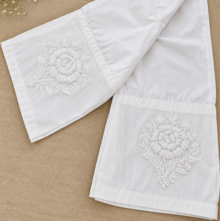 White Glace cotton Chikankari pants