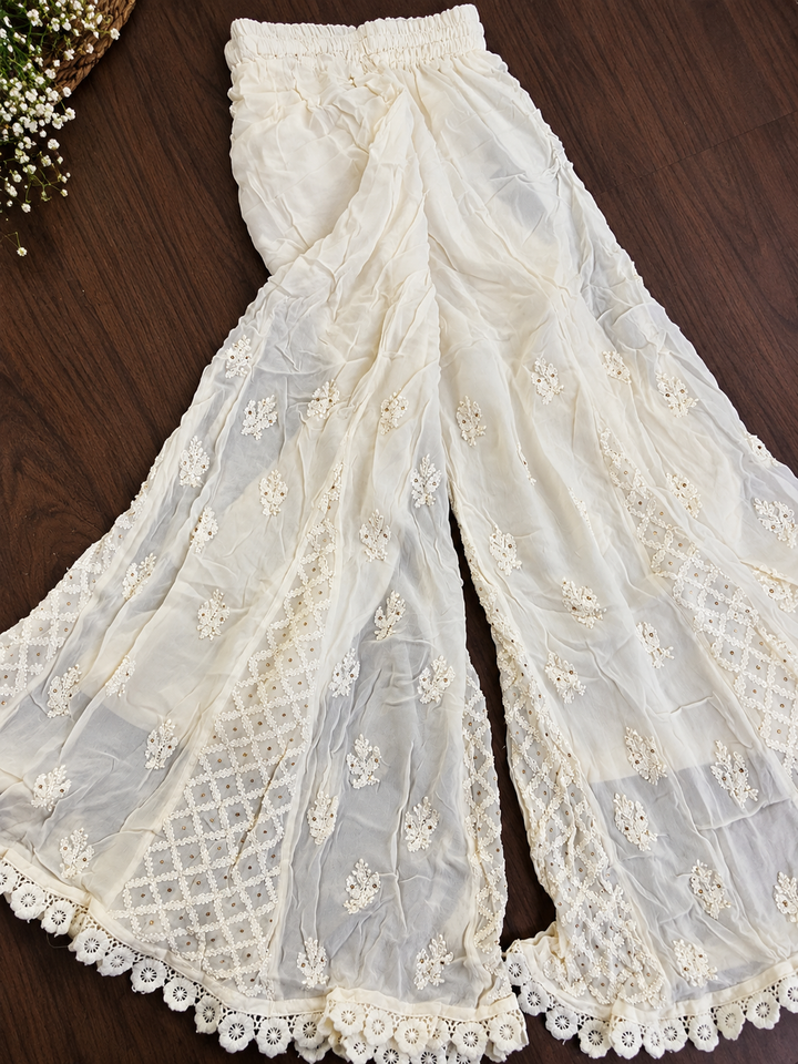 White Georgette Chikankari plazzo