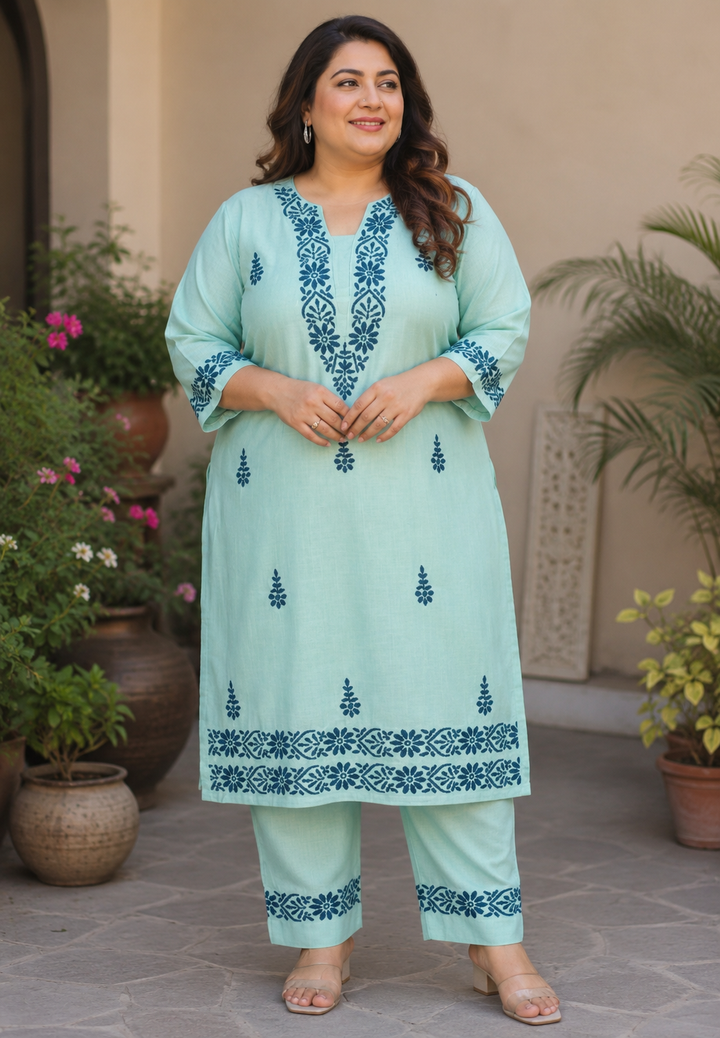 Sky Blue Chikankari Co-ord Set