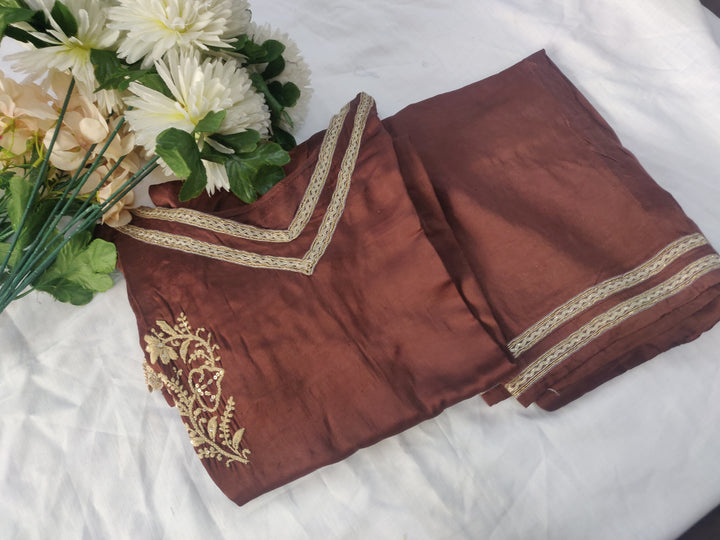 Brown muslin Chikankari Kurta set