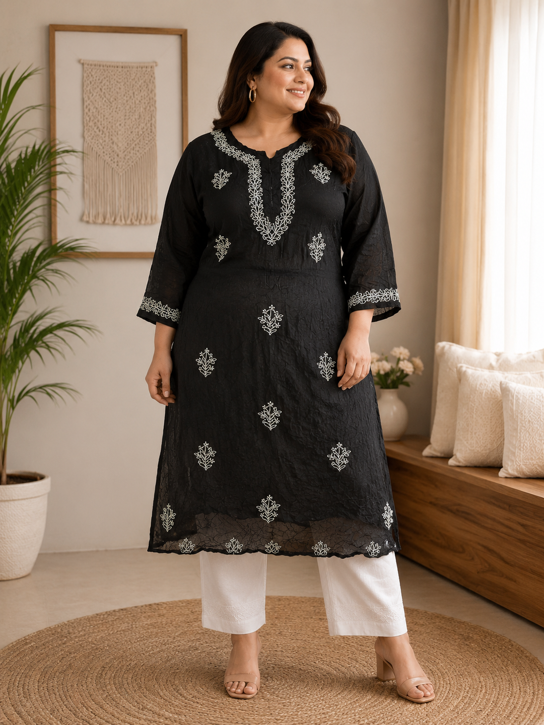 Black Georgette Chikankari Kurta
