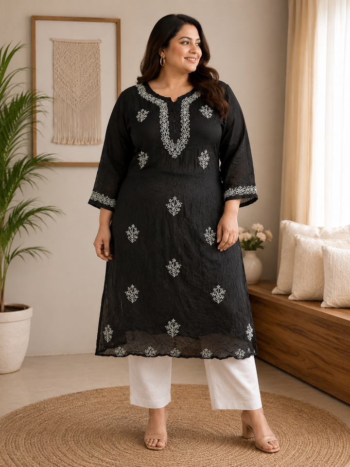 Black Georgette Chikankari Kurta