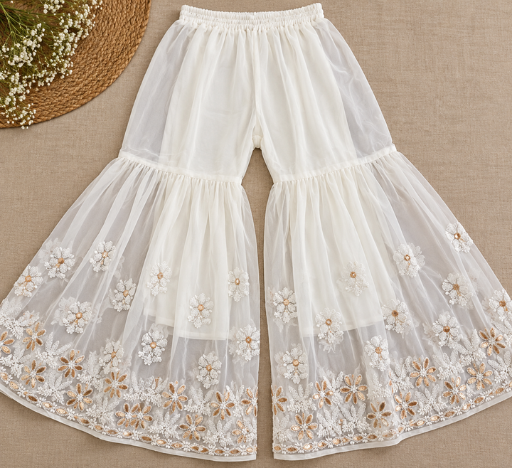 White Georgette Chikankari sharara