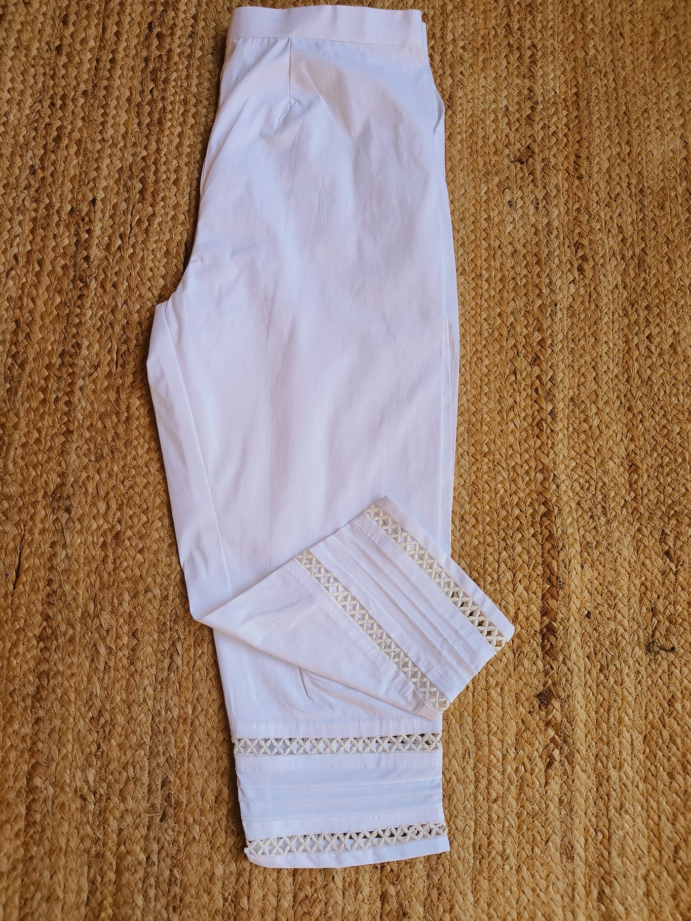 Desire Label White Stretchable Cotton Pant-Custom Made