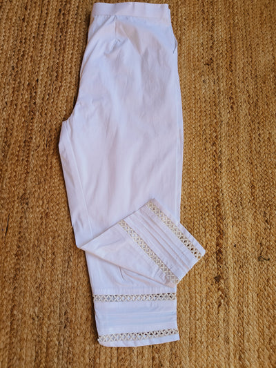 Desire Label White Stretchable Cotton Pant-Custom Made